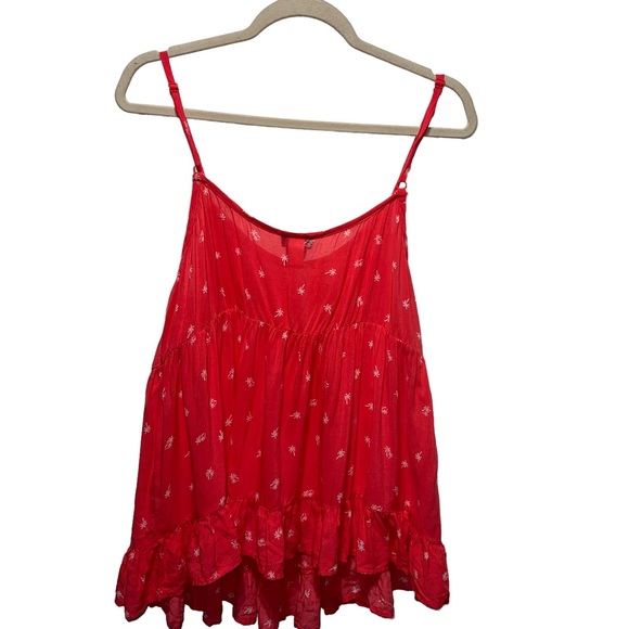 Torrid Tank Top Pink Palm Trees Spagetti Straps Ruffle Tropical Beach Size 0X - Picture 3 of 9